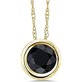 Gem Stone King 14K Solid Gold Gemstone Birthstone Pendant Necklace for Women | Round 6MM | Fine Jewelry for Her Mom Women Wife | With 18 Inch Chain