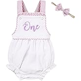 TITKKOP Baby Girl 1st Birthday Clothes One Year Old Bubble Romper Infant Girl Cake Smash Outfit Sleeveless Bodysuit