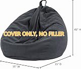 Nobildonna Extra Large Bean Bag Chair Cover for Kids & Adults - Black Gray view 2