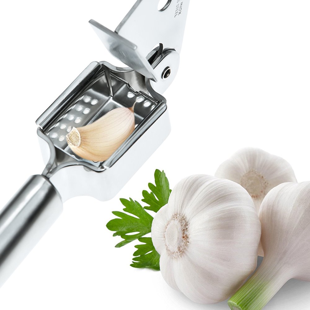 TAFOND Stainless Steel Garlic Press Peelers Ginger Crusher Grater Garlic Cloves Chopper Mincer