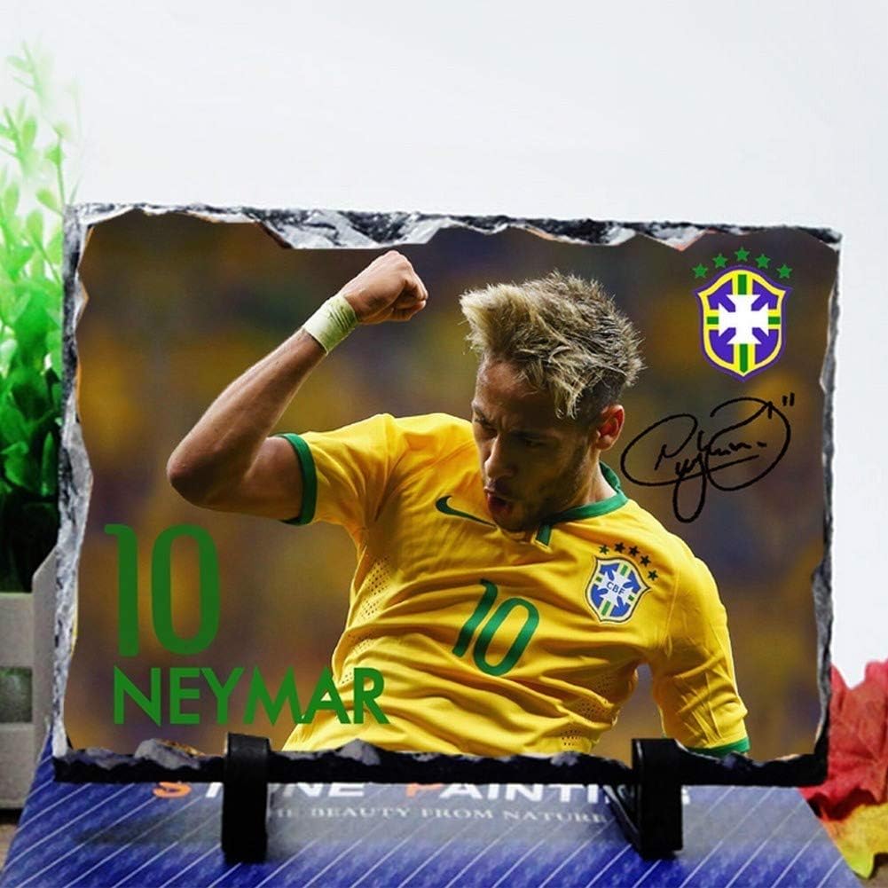 MTX Ltd World Cup Football Teams Football Superstar Football Fans Natural Rock Inkjet Ornaments for Football Fans to Commemorate, Home Decoration, Neymar, 19.514.50.7cm