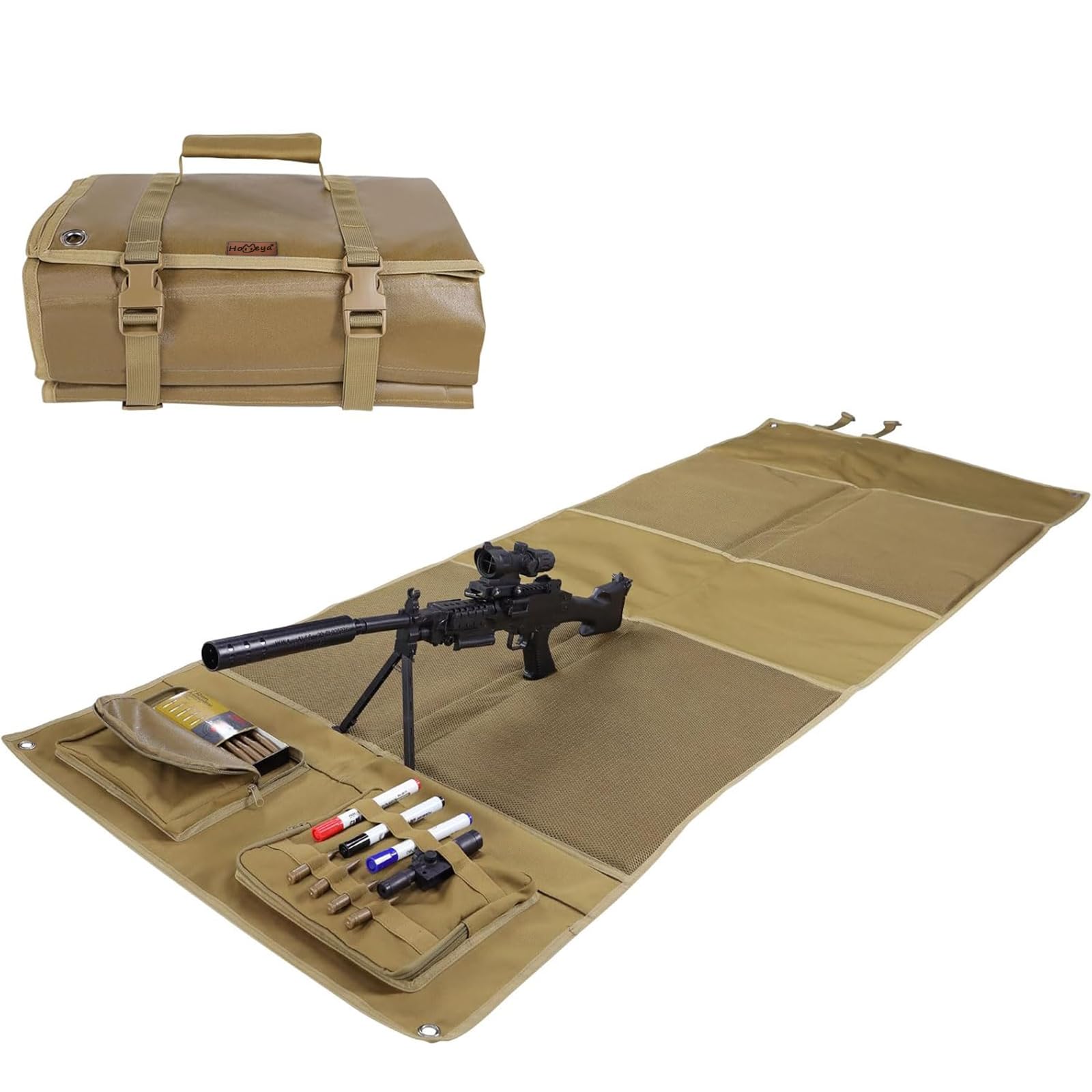 Photo 1 of Shooting Mats Prone Padded, Extra Large Portable Roll Up Folded Waterproof Non-Slip Tactical Shooting Mat with Thickened Cotton Padding, Bipod Holder & 2 Accessory Pockets for Range Shooting Hunting
