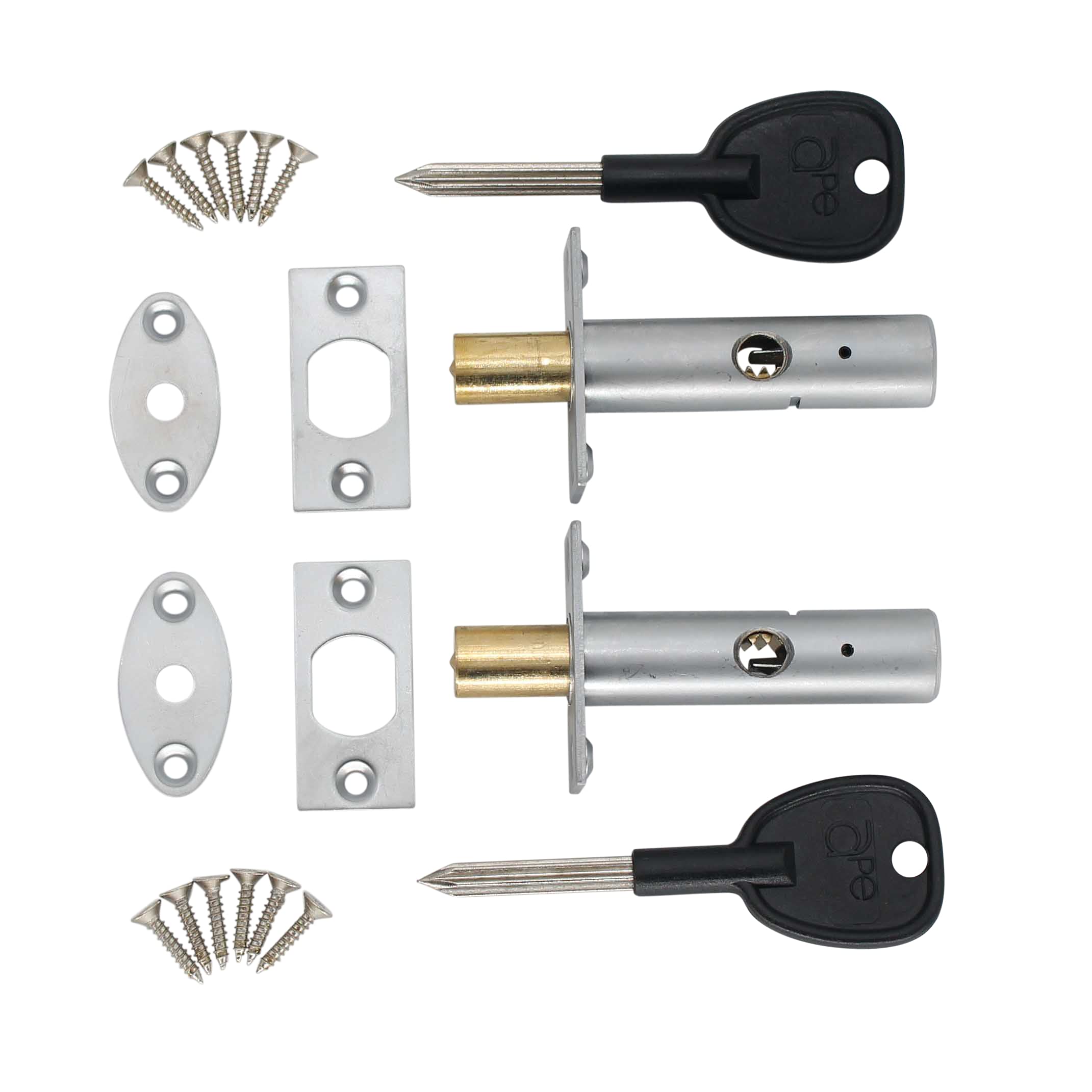 Door Mortice Rack Bolt |Satin Chrome | Pack of 2 Bolts + 2 Star Keys