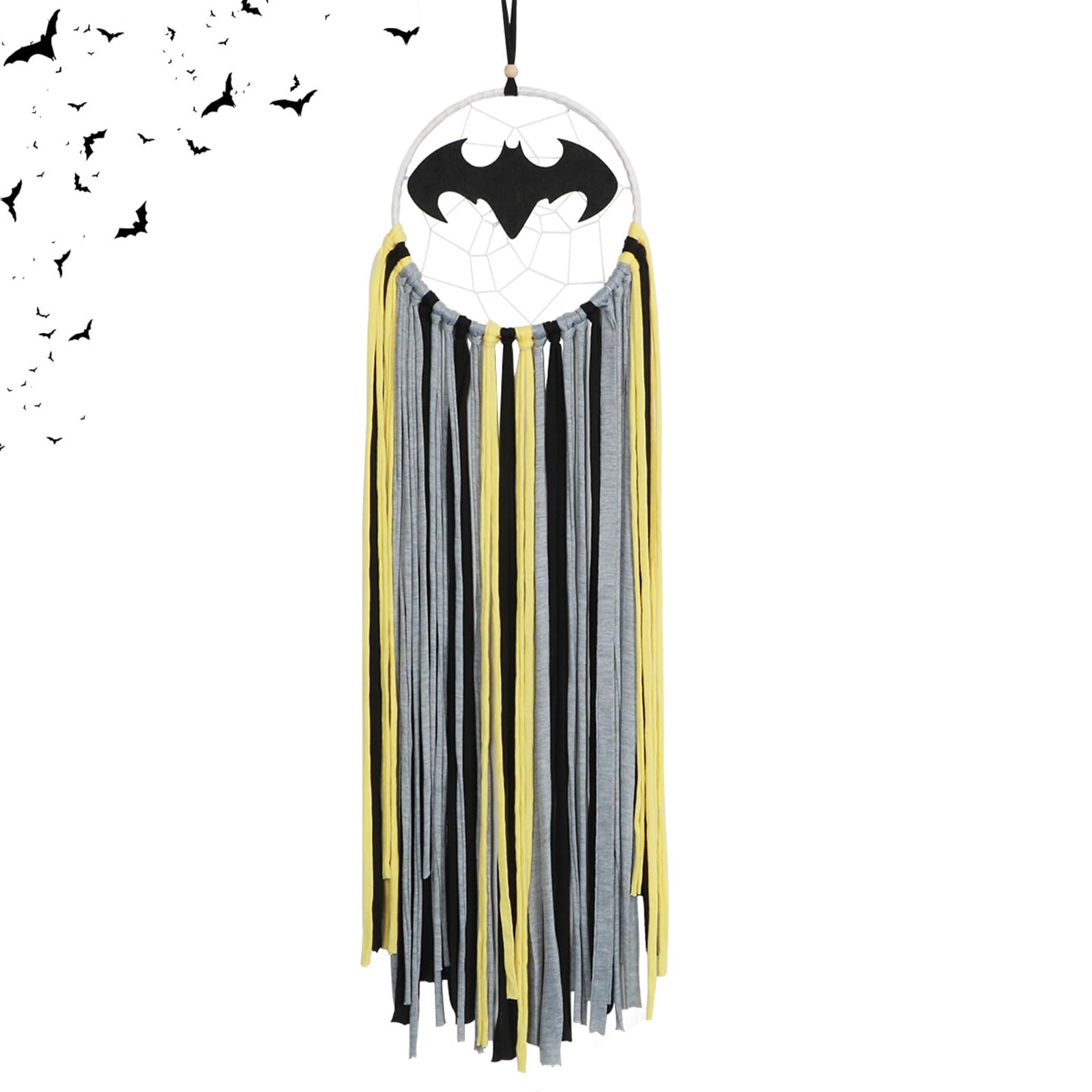 LOMOHOO Large Dream Catcher Bat Dreamcatchers Kids Wall Decor Baby Nursery Decoration Handmade Dream Catcher Home Decor Room Ornament Crafts Gift (Yellow)