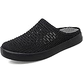 Women's Mesh Breathable Flat Mule Shoes Closed Round Toe Knit Backless Slip On Softsole Lightweight Walking Shoes for Vacation Work