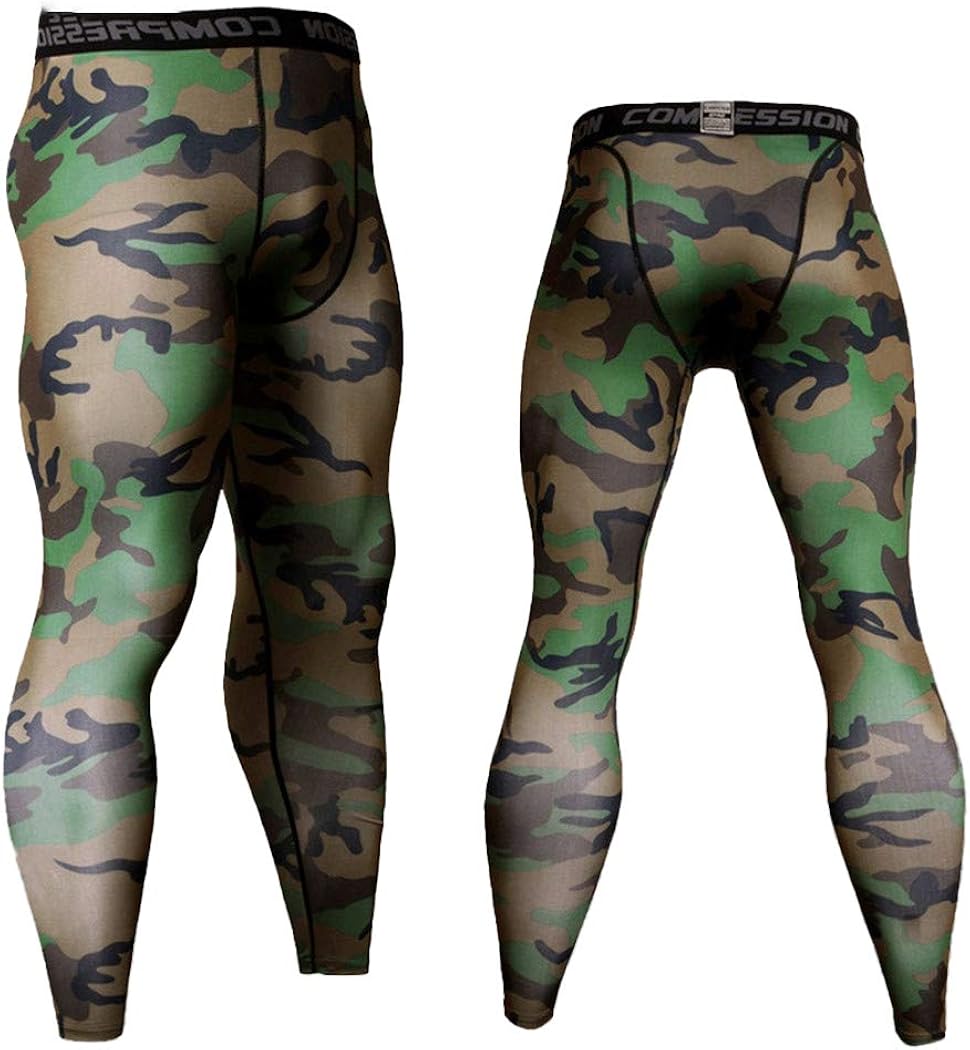 Men's Long Johns, Camouflage Compression Thermal Underwear Sports Suits