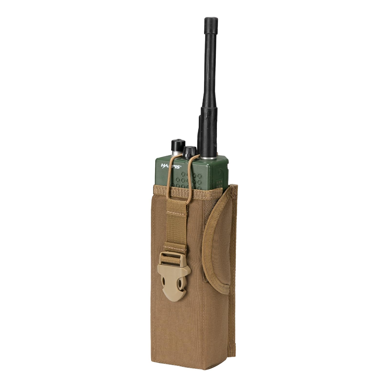 EXCELLENT ELITE SPANKER Tactical Molle Radio Pouch Holder Adjustable Military Walkie Talkie Holder for Backpack Belt Vest (Coyote Brown)