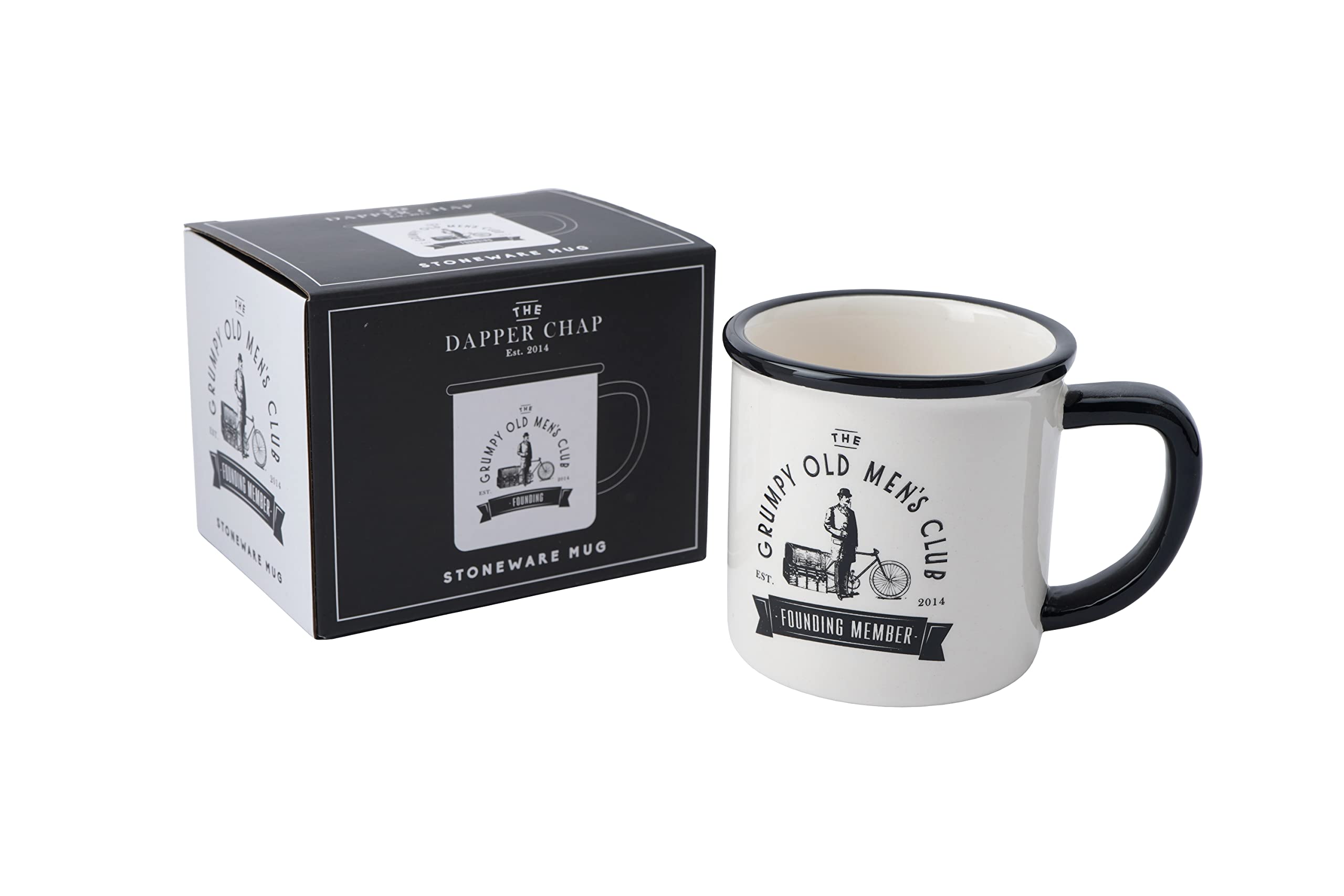 CGB Giftware Grumpy Old Men’s Club Stoneware Mug | Black and White | Gift Box | Kitchen Accessory | Gift for Him | Dapper Chap GB06922