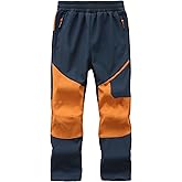 Buyboxs Kids Winter Pants Fleece Lined Waterproof Boys Ski Pants Thermal Outdoor Softshell with Zipper Pockets