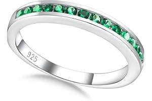AGRULE Eternity Ring for Men Women Sterling Silver Wedding Band, Emerald/Sapphire/Ruby Engagement Rings VVS Moissanite Weddin