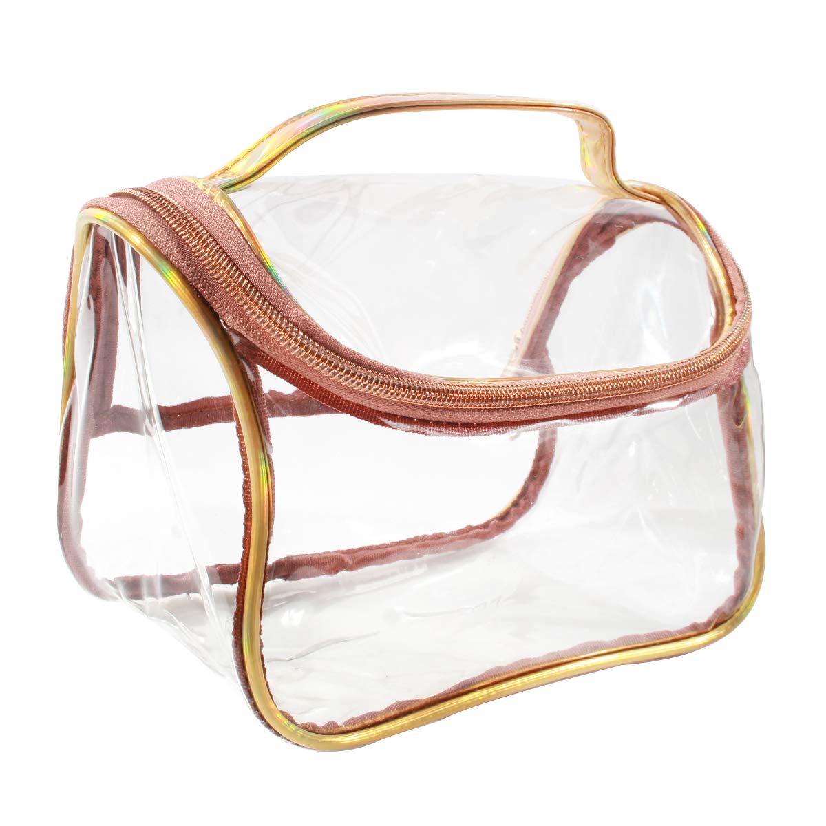 Large Cosmetic Bag Waterproof Make Up Bag Make Up Pouch Toiletry Wash Bags Portable Zipper Pen Pencil Case Travel Luggage Pouch for Stationery Cosmetics Storage, Rose Gold