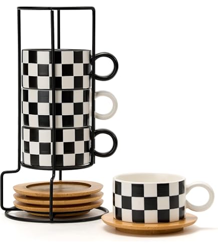Amazon.com: LUKA 6 Ounce Ceramic Stackable Black and White