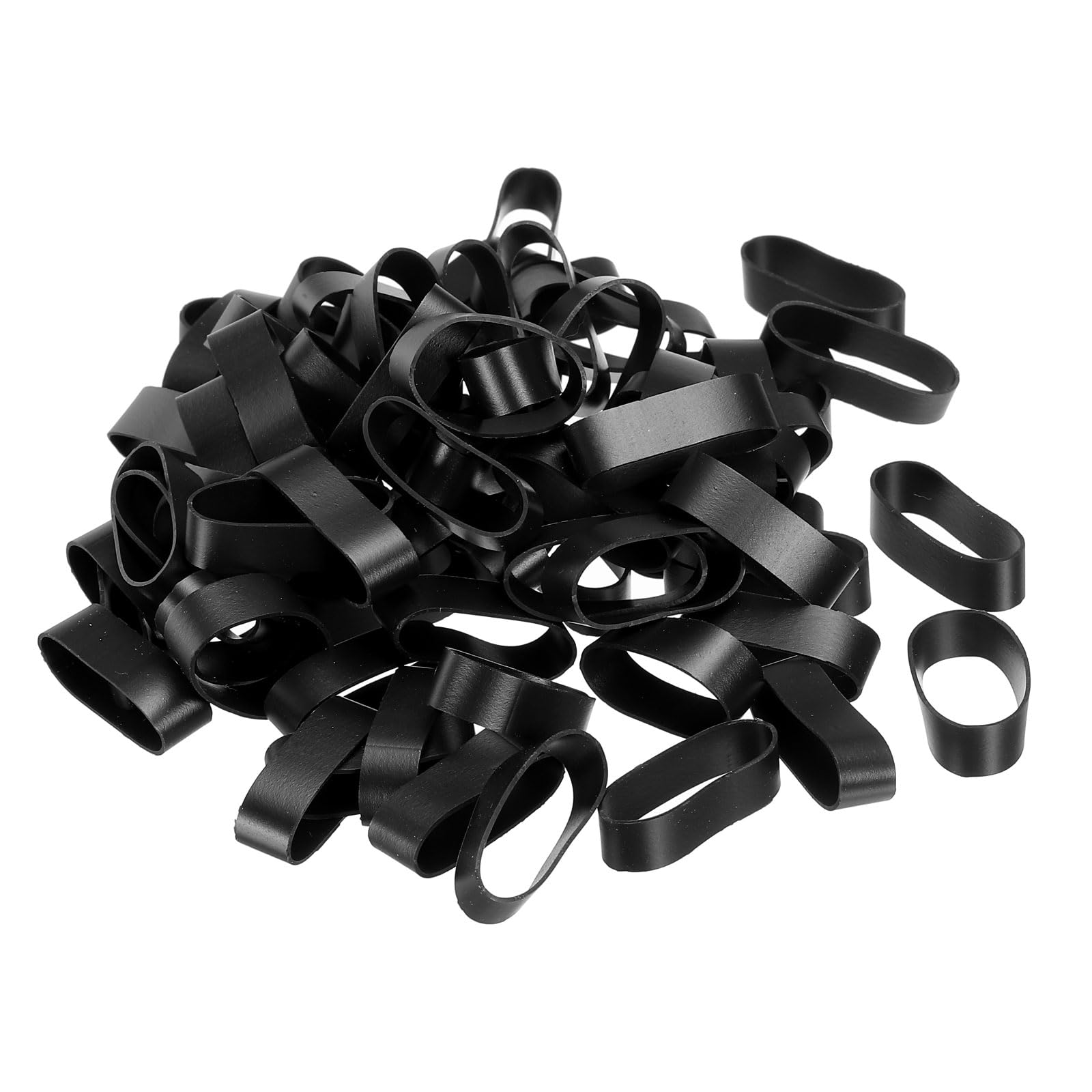 PATIKIL Silicone Rubber Bands Cable Ties 100pcs Non-Slip 0.9" Flat Black for Cord Wrapping, Bag Wraps, Art