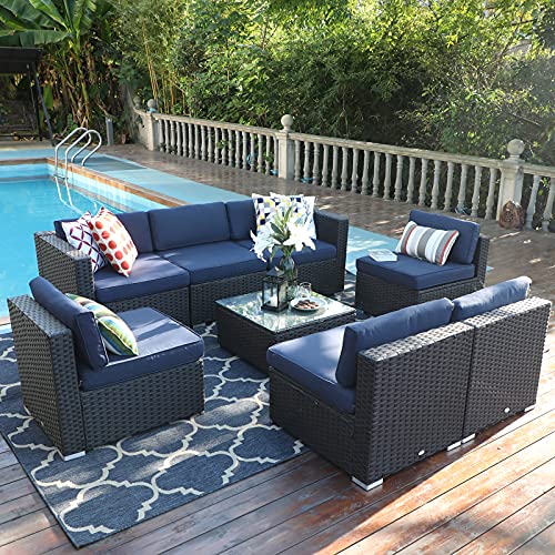 PHI VILLA Outdoor Furniture Wicker Patio Sectional Furniture Set All