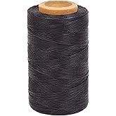 Waxed Thread 284 Yards 150D 0.8MM Leather Sewing Waxed Thread for Shoes Repairing Bookbinding Leather Craft DIY (Black)