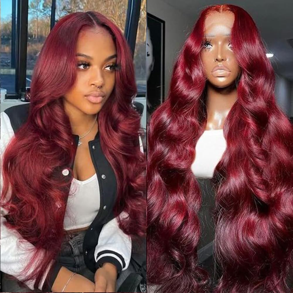 22Inch 99J Body Wave Lace Front Wigs Human Hair Pre