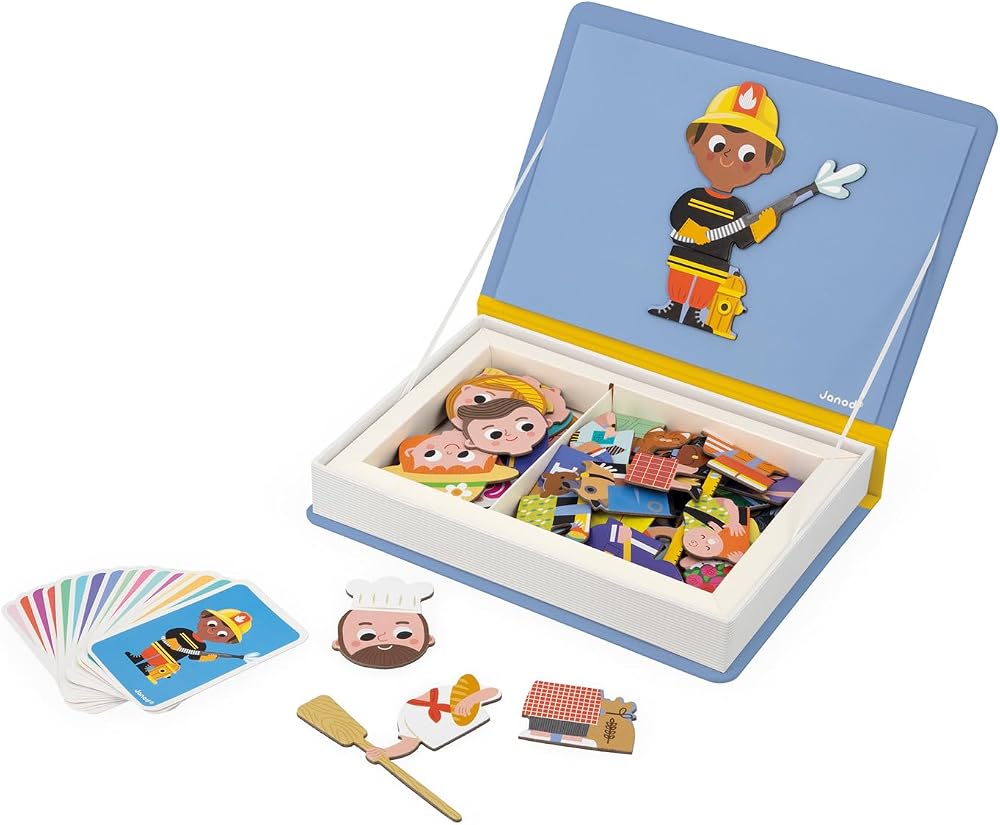 Janod Magnéti'Book Occupations Magnetic Educational Game 48 Magnets 16 Cards