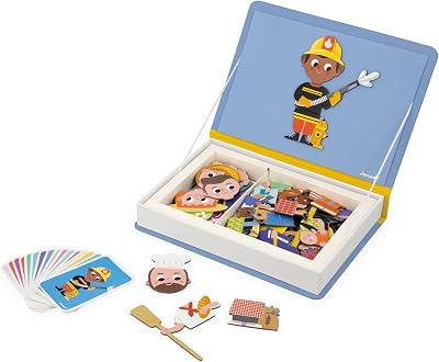 Janod Magnéti'Book Occupations Magnetic Educational Game 48 Magnets 16 Cards