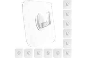 GLUIT Adhesive Plastic Clear Hooks Transparent Hook for The Drill-Free Wall 12 pcs
