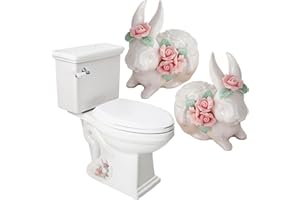 QUINCRY Ceramic Toilet Bolt Covers Decorative Animals, Frog Porcelain Toilet Bolt Caps, Fun Cute Cat Bird Bear Fish Turtle Bunny (Bunny A)