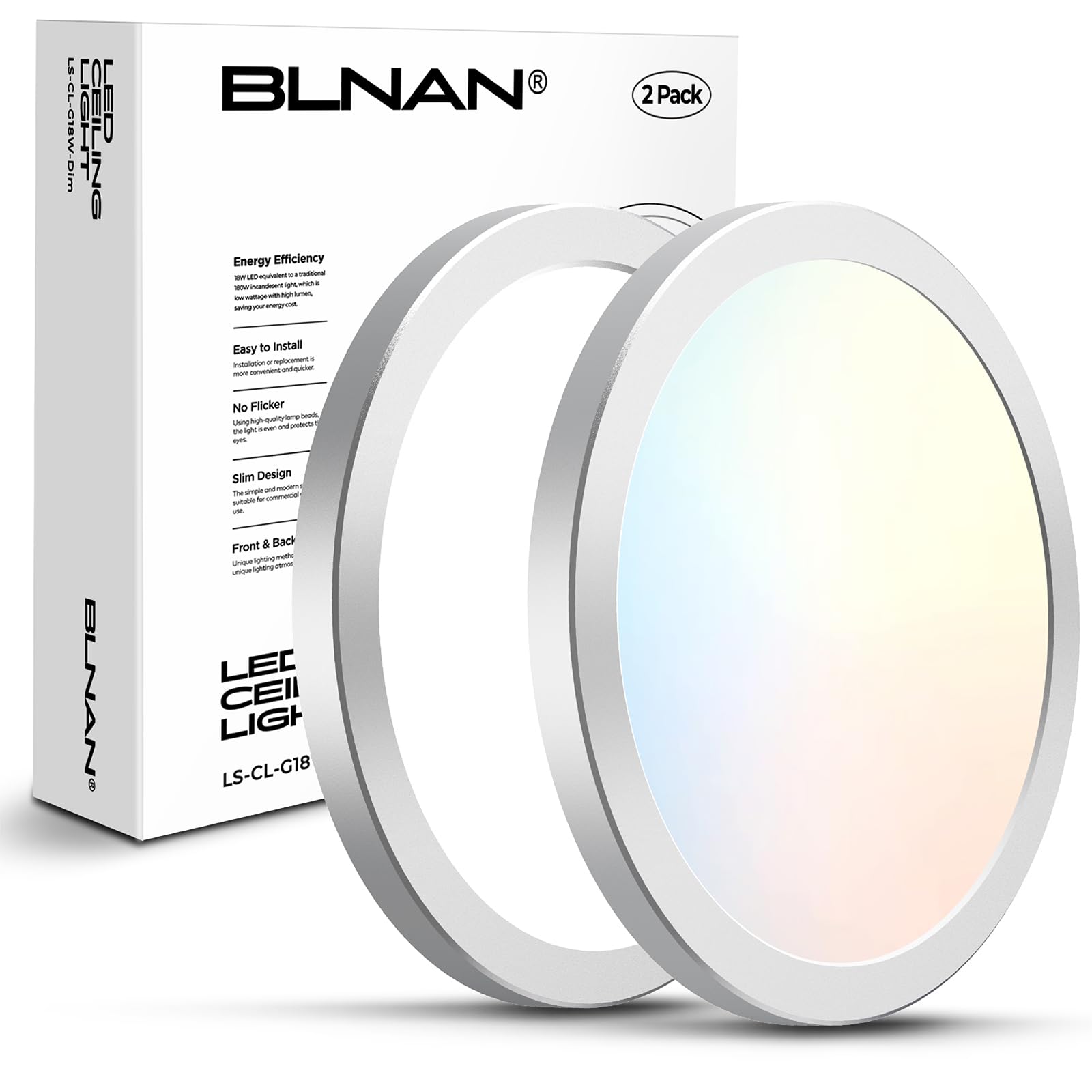 Photo 1 of BLNAN LED Flush Mount Ceiling Light Fixture, Super Slim 9 Inch LED Ceiling Light, 3000K/4000K/5000K 3 Color Selectable Ceiling Lamp - Round Flat Light Fixture for Kitchen Bathroom Shower