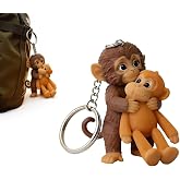 PIXUYE 3D Cute Punch The Monkey Hard Resin Keychain | Bag Pendant &amp; Desk Figurine | Gift for Monkey Lovers