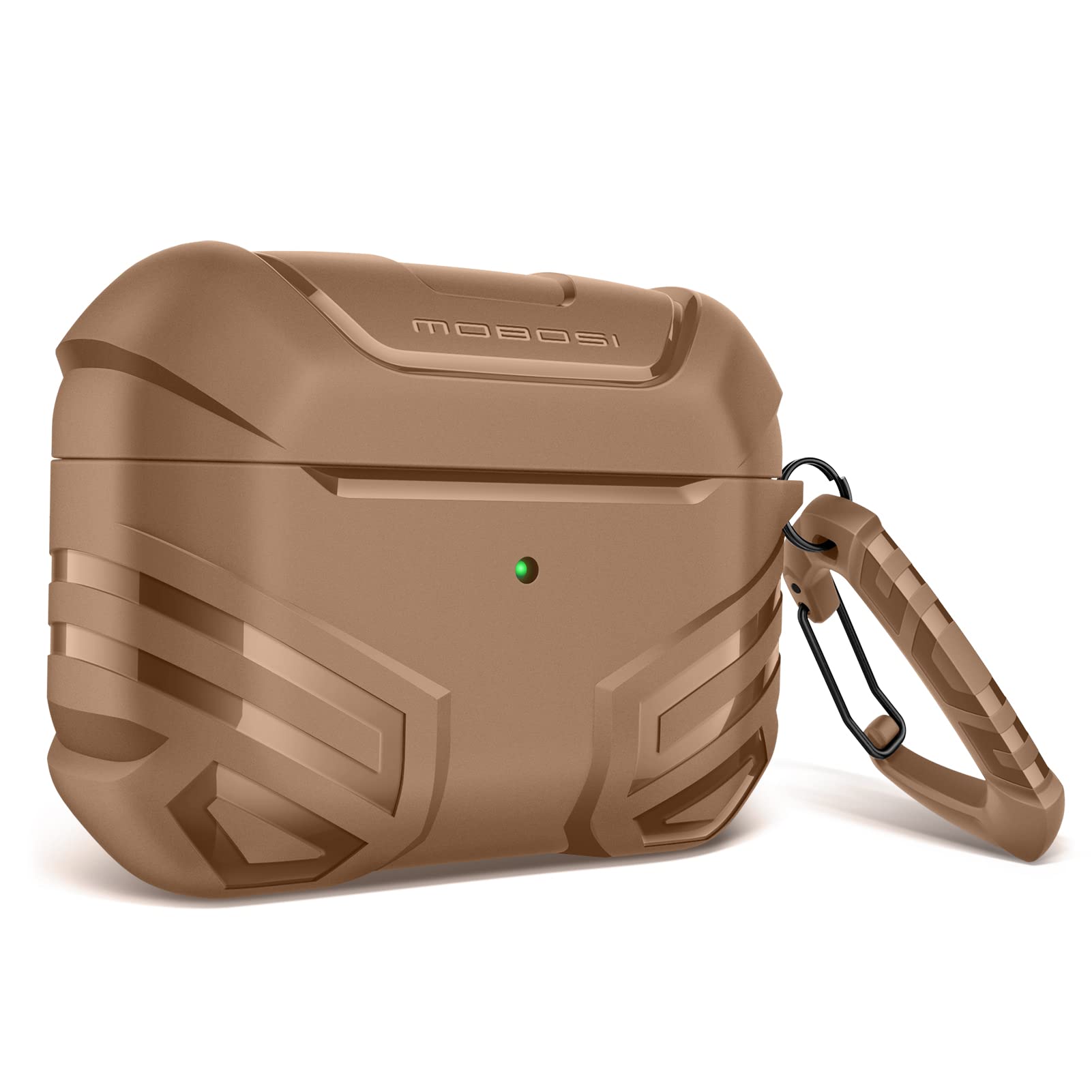 MOBOSI for AirPods Pro 1 Case with Lock, Compatible with AirPod 1st Gen Cover [Fit for MagSafe], Military Grade Hard Shell for iPods Pro1 with Cleaner Kit & Keychain for Men(2019), Brown