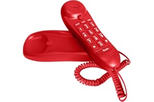 BLUE DONUTS Slimline Red Colored Phone for Wall Or Desk with Memory
