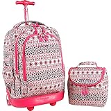 J World New York Setbeamer Rolling Backpack with Lunch Bag