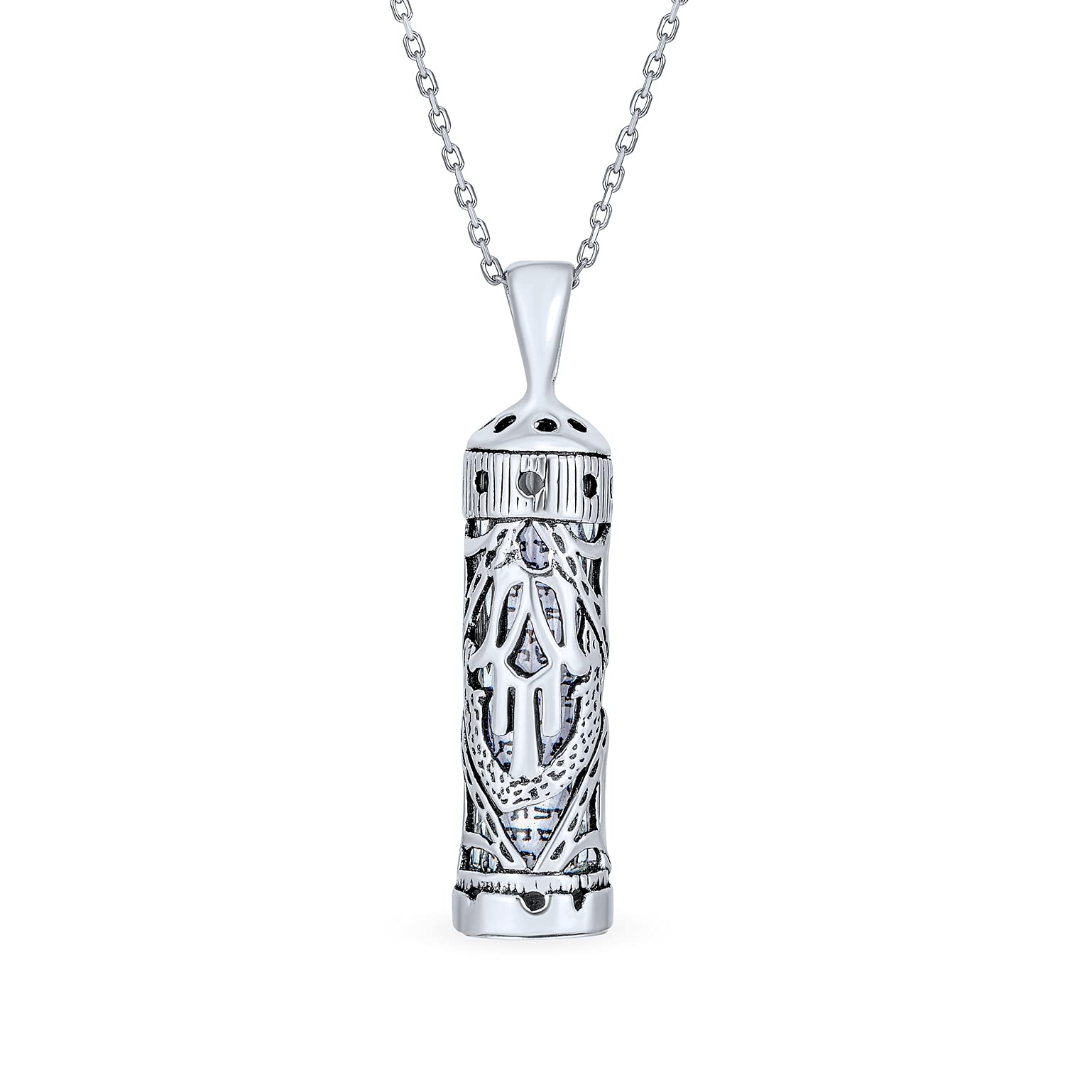 Bling Jewelry Hanukkah Magen Judaic Hamsa Hand Parchment Pendant Kabbalah Necklace For Bat Mitzvah For Men For Women .925 Sterling Silver