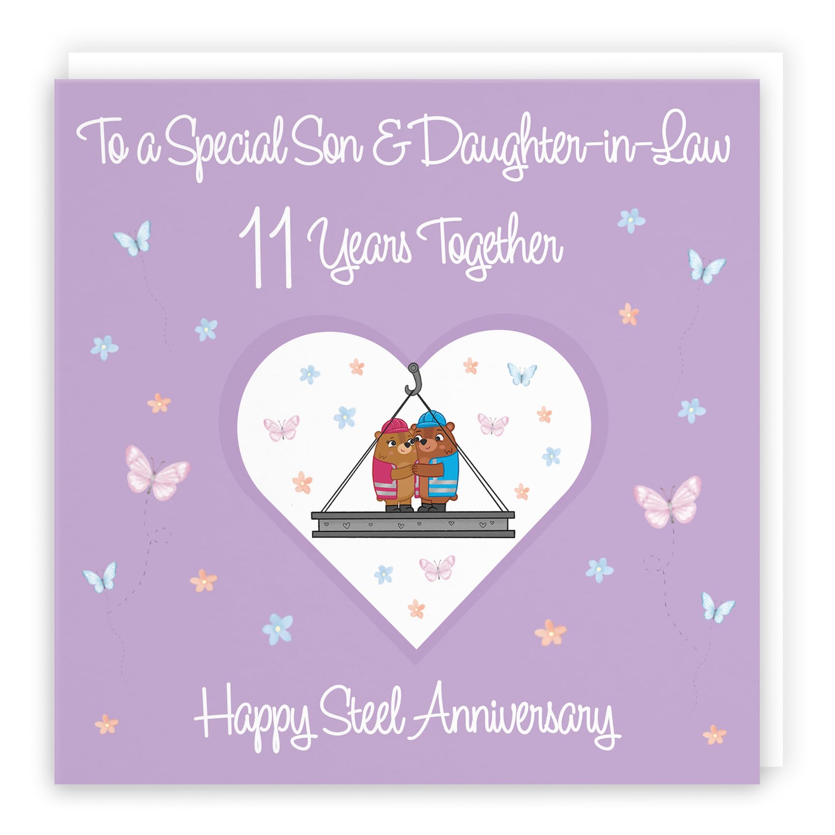 Hunts England - Son & Daughter-in-Law 11th Anniversary Card - 11 Years - Steel Anniversary - Romantic Meadows - Fun Card - Eleventh Anniversary Card For Son And Daughter-in-Law — image 1