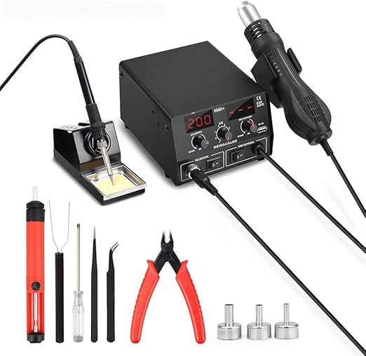 886D+ Digital Soldering Station, SMD ESD Safe 3 in 1 Soldering Iron Hot