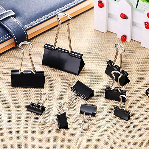 100PCs Binder Clips Paper Clamps -LANGSHOP Assorted Sizes Chip Bag Clips for Office,Home,Kitchen,Outdoor