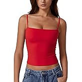 QINSEN Women's Double Lined Basic Tank Top Adjustable Spaghetti Straps Sleeveless Camisole Shirts