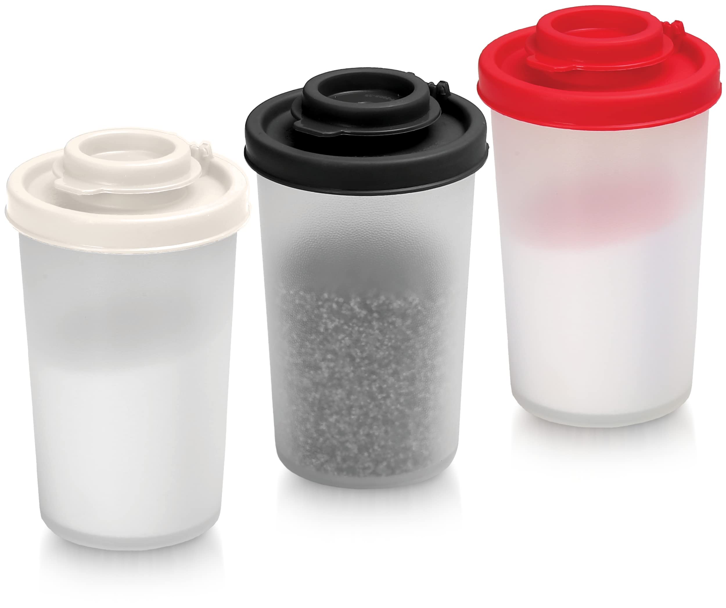 Salt and Pepper Pots – Salt and Pepper Shakers in a Range of Sizes – Non-Toxic Salt and Pepper Set for Home, Camping, Picnics, Lunch Boxes – Transparent Salt Pepper Set (Big, 3 Pack)
