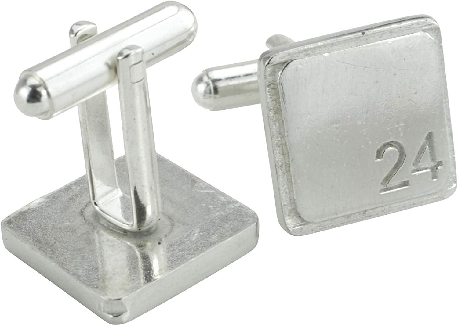 Square Cufflinks with ‘24’ Engraved - 24th Anniversary