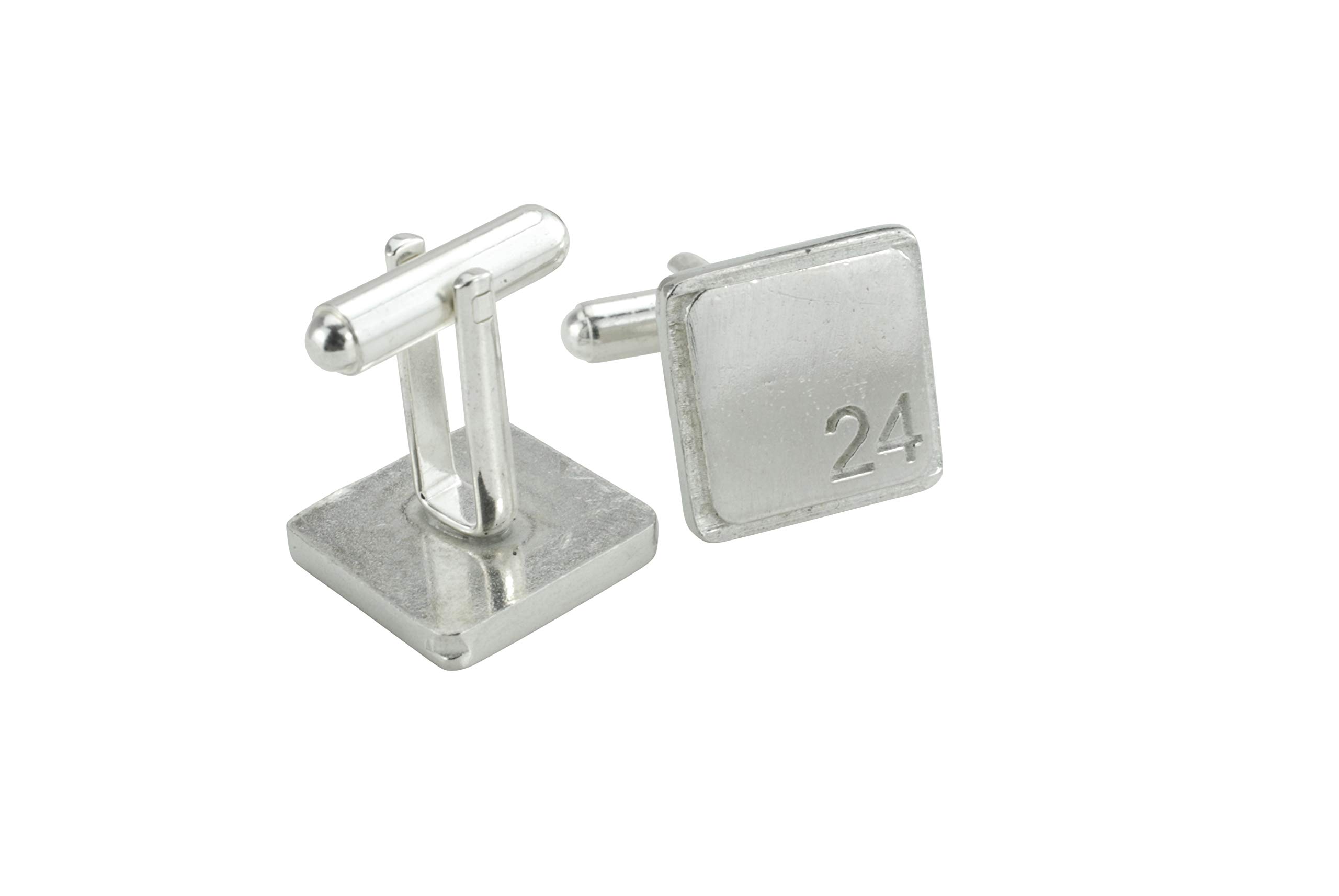 Square Cufflinks with ‘24’ Engraved - 24th Anniversary
