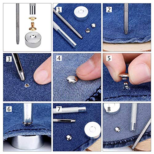 Chenkaiyang 240 Sets Snap Fasteners Kit, Leather Rivets Double Cap