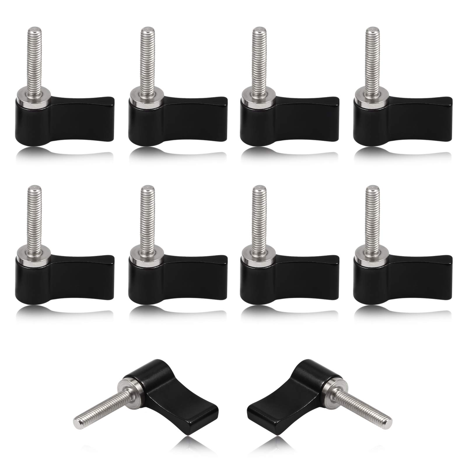 SPEEDWOX 10 Pcs M4 20mm Threading Rotating Knob, Adjustable Thumb Lever Screw, thumb screw with Single Wing, Red Aluminum Alloy for electronic equipment