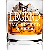 AGMDESIGN, Funny The Legend Has Retired Whiskey Glasses, Retirement Gifts For Men Women Coworker Boss, Funny Retirement Gag Gifts Idea, 2025 Happy Retirement Party Decorations Favors