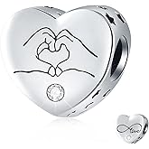 I Love You Heart in Your Hands Gesture Charms, fits Pandora Valentines Bracelet, 925 Sterling Silver Infinity Love Heart Beads with Openwork Star, for Wife/Bride/Couple Present