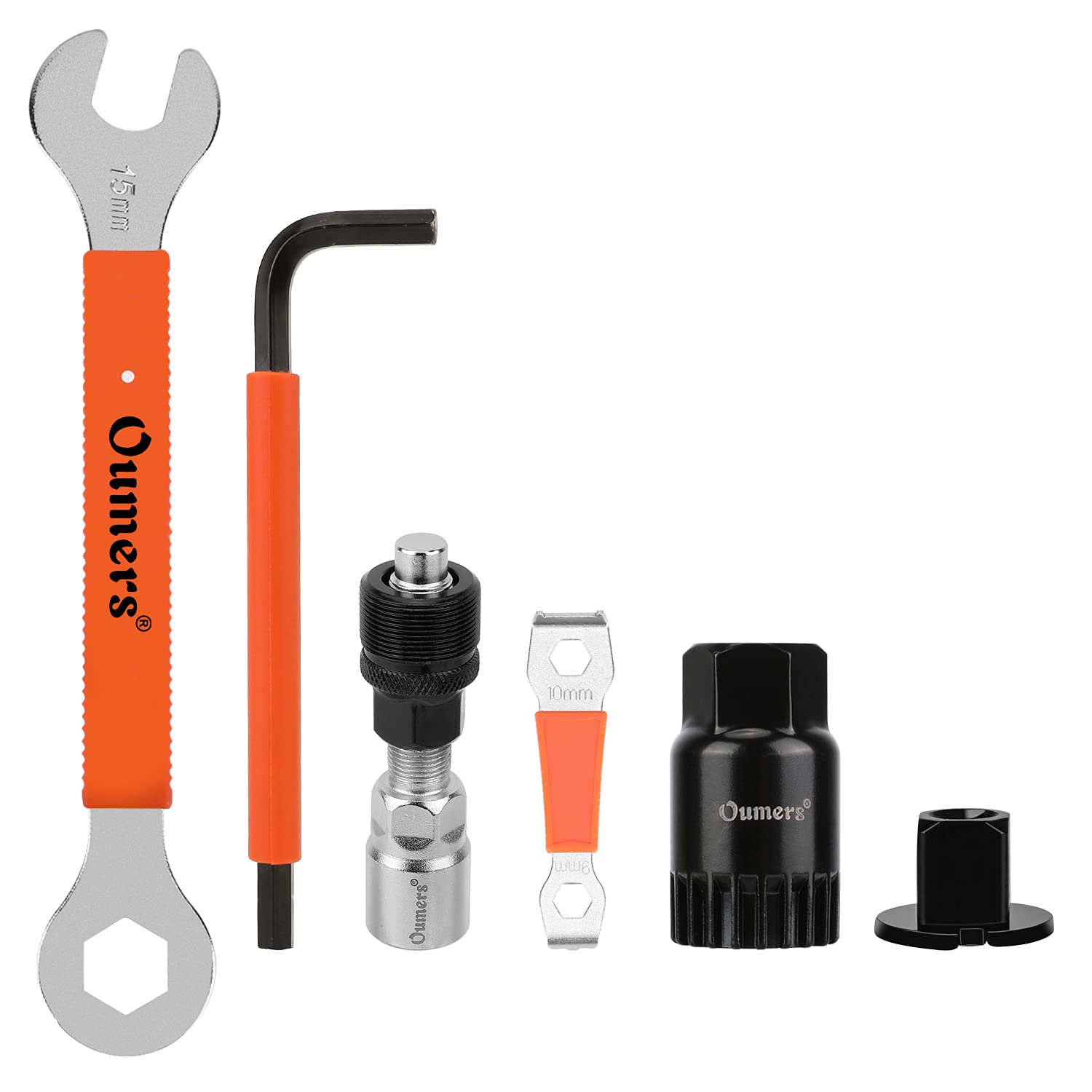 Oumers Bike Crank Puller Tool Set, Bike Crank Extractor Bicycle Bottom Bracket Remover Hex Allen Wrench 16mm 15mm Spanner Wrench Fit for Removing Bicycle Cranks