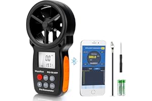 WAPORICH Handheld Anemometer with APP Bluetooth Anemometer for Wind Chill, Air Velocity, Temperature, Velometer for Shooting, Surfing-RQ-100-APP