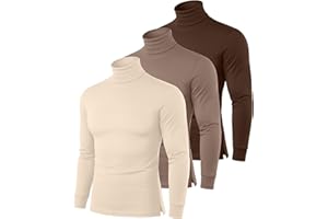 Neer 3 Pack Men's Big and Tall Turtleneck Shirts L-7xl Long Sleeve with Cuff Plus Size Basic Thermal Lightweight Tops