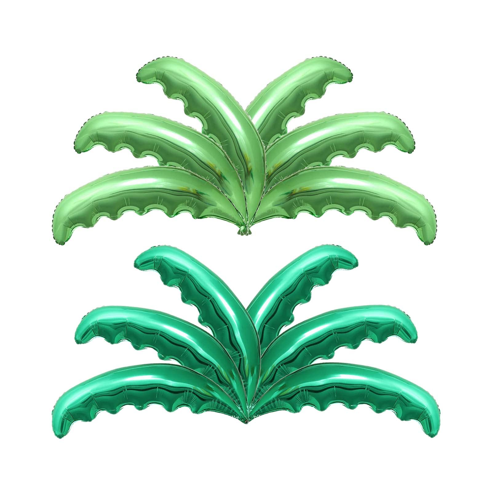 Photo 1 of 12pcs Palm Tree Leaves Balloons Helium Foil Green Coconut Tree Leaves Balloons for Birthday Wedding Baby Shower Hawaii Luau Tropical Party Decorations