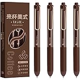 MOZXIRZ 4 Pcs Retractable Pens Cute Coffee Pen with Fragrance Gel Ink Pens 0.5mm Black Ink Writing Pen Office School Supplies for Girls Boys Women Men (Coffee)