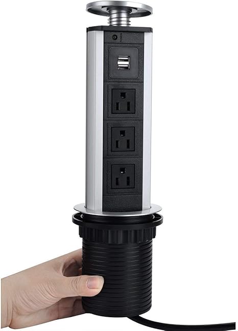 Hidden Power Pulling Pop Up Desktop Kitchen Countertop Island