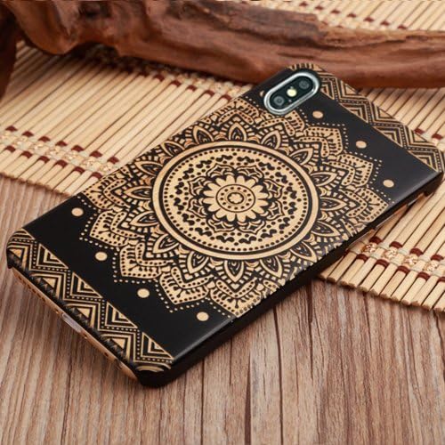 QDAOT iPhone X Case, Maple Wood Cases For iPhoneX Handmade Wooden Cases Craved Compared With TPU [Shockproof][Drop Protection]for Iphone X (Puzzle) (Lotus)