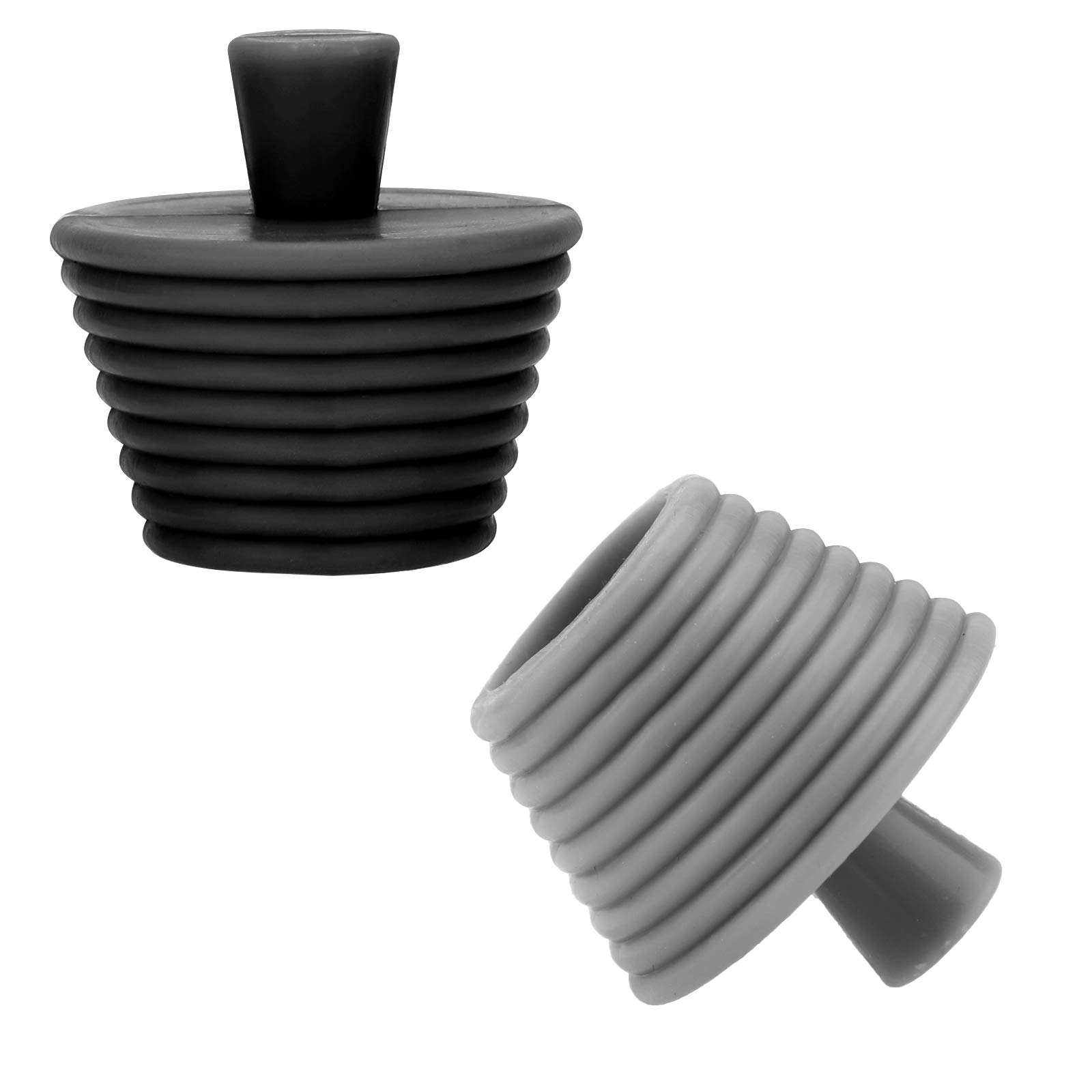 SAVITA 2 x Universal Bath Plugs, Bathroom Drain Plugs, Silicone Drain Plugs, Bath Plugs, for Kitchen Sink (Black, Grey)