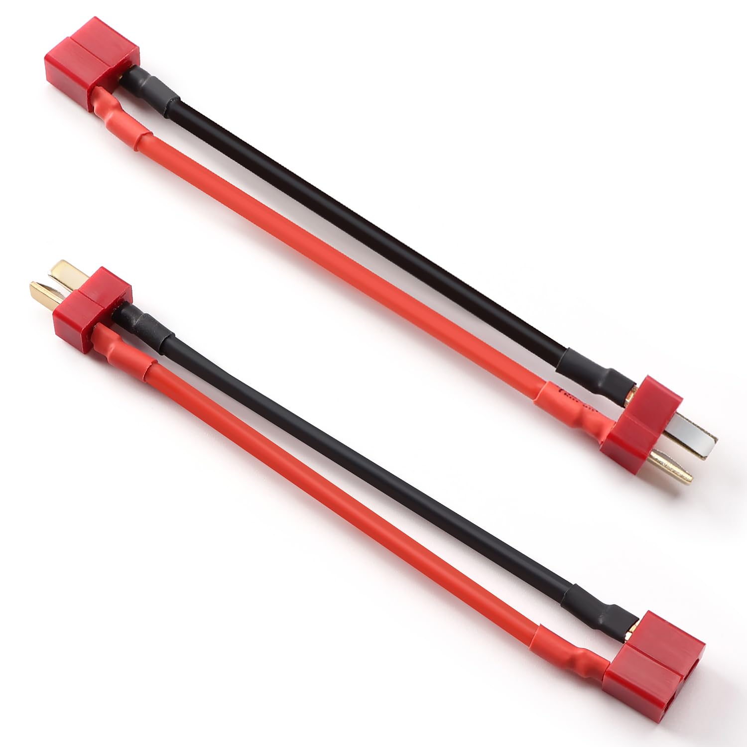 Lyeteung 2 PCS T-Plug Connectors, Deans T Male to Female Plug Connectors Adapter with 100mm 14 AWG Silicon Wire, for RC Lipo Battery